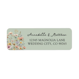 Etiqueta Sage Green Wildflower Floral Return Address