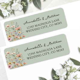 Etiqueta Sage Green Wildflower Floral Return Address