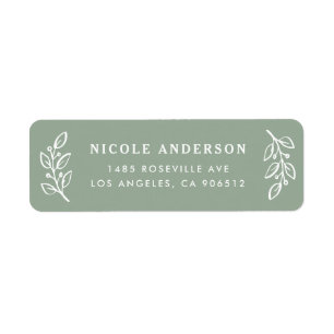 Etiqueta Sage Green Winter Holly Branch y Navidades de Berr