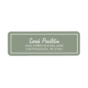 Etiqueta Sage Verde Moderno Marfil Blanco Script