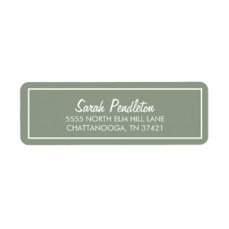 Etiqueta Sage Verde Moderno Marfil Blanco Script