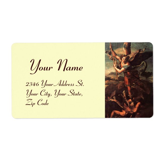 ETIQUETA SAINT MICHAEL VANGUISHING SATAN (Frente)