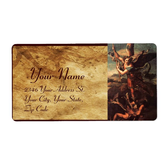 ETIQUETA SAINT MICHAEL VANGUISHING SATAN (Frente)