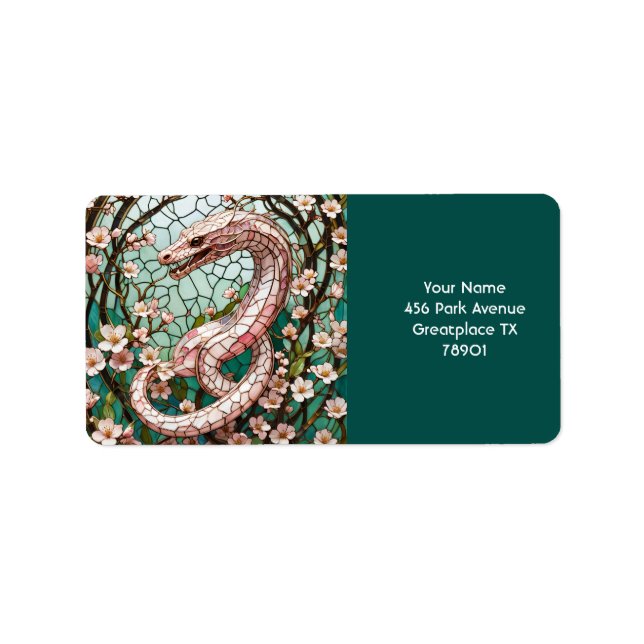 Etiqueta Sakura de serpiente rosada banal (Frente)