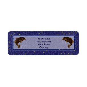 Etiqueta Salmones del zodiaco del nativo americano de la