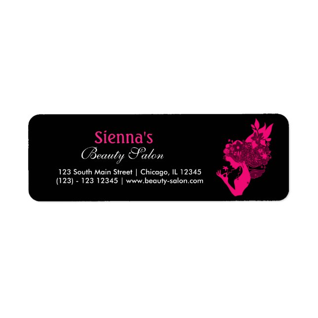 Etiqueta Salón de belleza (rosa profundo) (Frente)