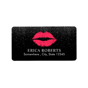 Etiqueta Salón negro de moda del purpurina de los labios