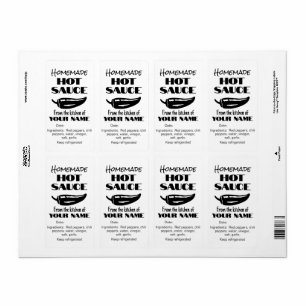 Etiqueta Salsa caliente casera Chili blanco negro personali