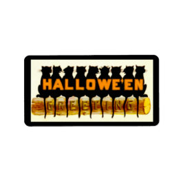 Etiqueta Saludo de Halloween para gatos negros
