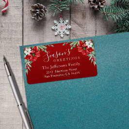 Etiqueta Saludos de temporada a los Navidades rojos de Poin