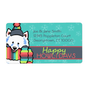 Etiqueta Samoyed Eskie Happy Howlidays
