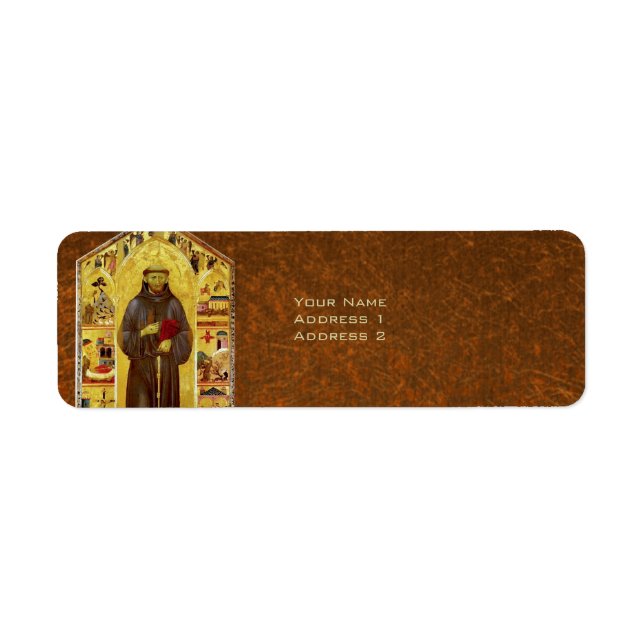 Etiqueta San Francisco de Asís Icono religioso medieval (Frente)