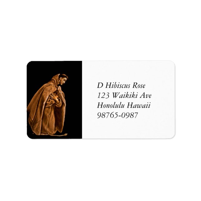 Etiqueta San Francisco de rodillas (Frente)