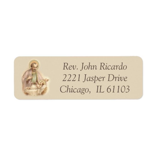 Etiqueta San José Niño Jesús en Manger (Frente)