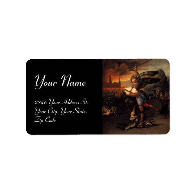 Etiqueta San Miguel y el Dragón, negro (Frente)