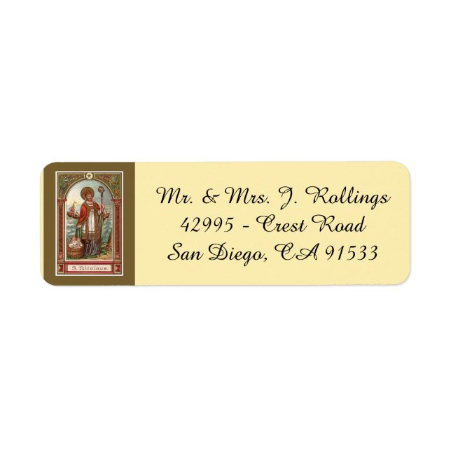 Etiqueta San Nicolás de Myra Bishop (Frente)