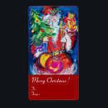 ETIQUETA SANTA CLAUS, CHRISTMAS JUGUETES DE ÁRBOL Y REGALOS<br><div class="desc">Pintura de acrílico colorida,  caprichosa y artística con adornos florales,  plantas de invierno,  juguetes de bayas y globos.</div>