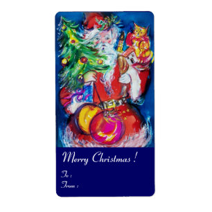 Etiqueta SANTA CLAUS, CHRISTMAS TREE TOYS Y GIFTS Blue