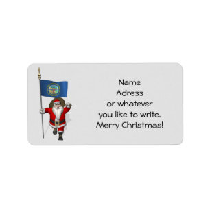 Etiqueta Santa Claus Con Bandera De Nebraska