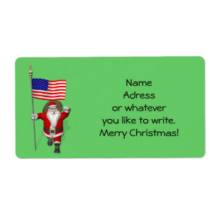 Etiqueta Santa Claus Con El Diseño De Los EEUU