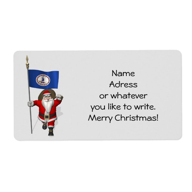 Etiqueta Santa Claus Con El Encargado De Virginia (Frente)