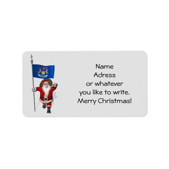 Etiqueta Santa Claus Con El Fin De Michigan (Frente)