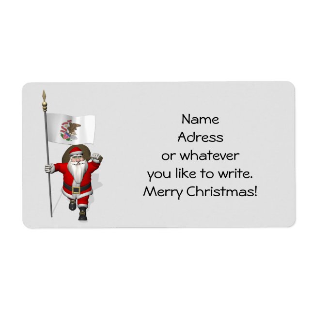 Etiqueta Santa Claus Con El Firma De Illinois (Frente)