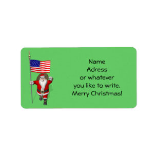 Etiqueta Santa Claus Con El Firma De Los Estados Unidos