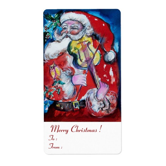 Etiqueta SANTA CLAUS CON Navidades musicales VIOLÍES (Frente)