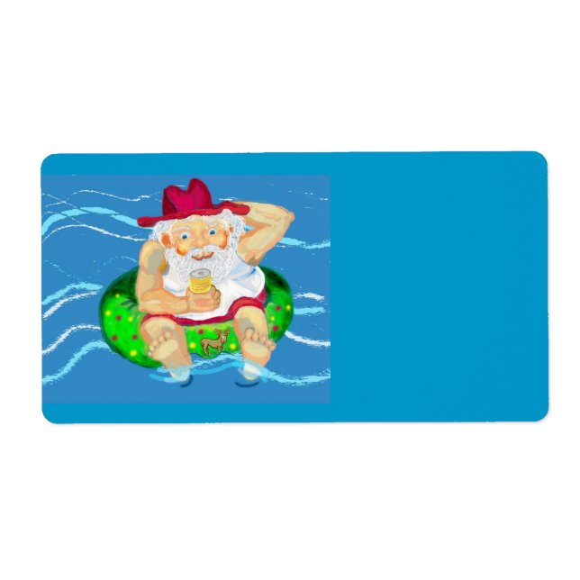 Etiqueta Santa Claus de vacaciones (Frente)