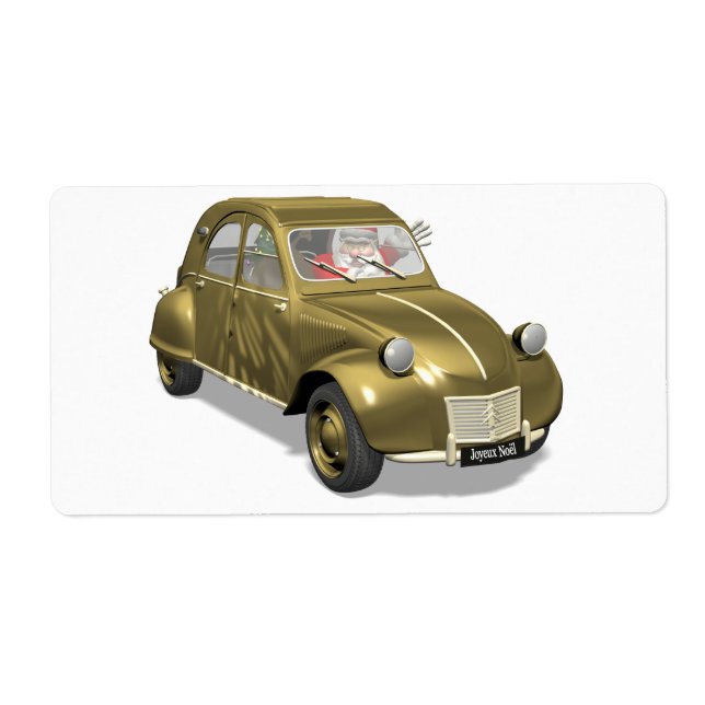 Etiqueta Santa Claus En Citroen 2 CV (Frente)