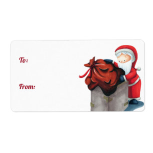 Etiqueta Santa Claus entra en el regalo de los Navidades de