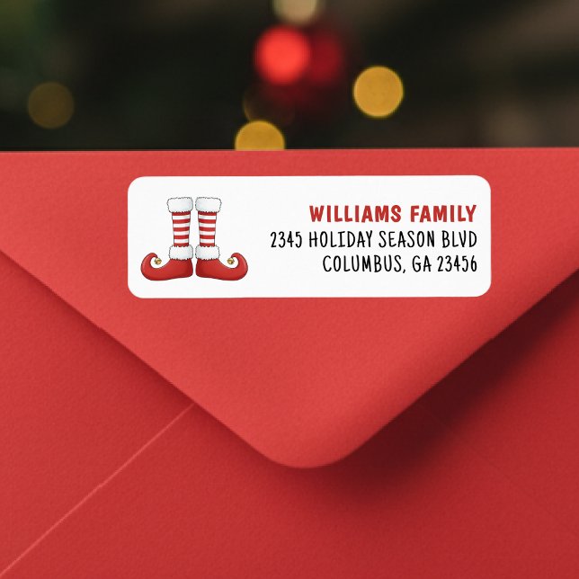 Etiqueta Santa Claus Helper Elf Boots Navidad vacaciones (Santa Claus Helper Elf Boots Christmas Holiday Label
)