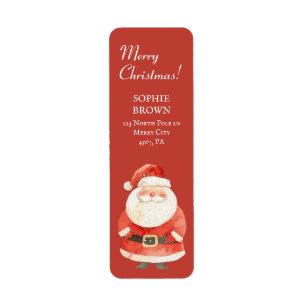 Etiqueta Santa Claus Merry Christmas Red Return Address