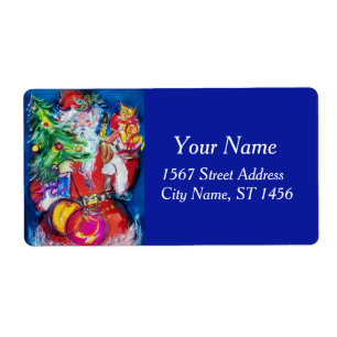 Etiqueta SANTA CLAUS, NAVIDAD ÁRBOL Y REGALOS DE Azul Rojo