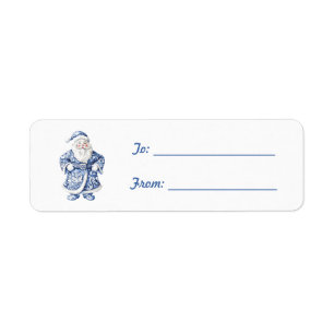Etiqueta Santa Claus Navidad Azul Blanco