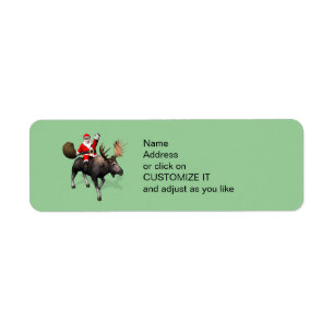 Etiqueta Santa Claus Riding On Moose
