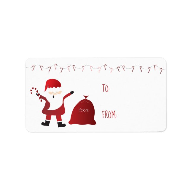 Etiqueta Santa Claus Toy Bag Candy Canes (Frente)