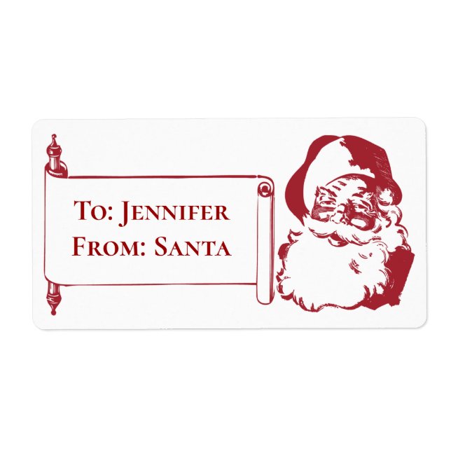 Etiqueta Santa Claus Vieja Navidad Vintage (Frente)