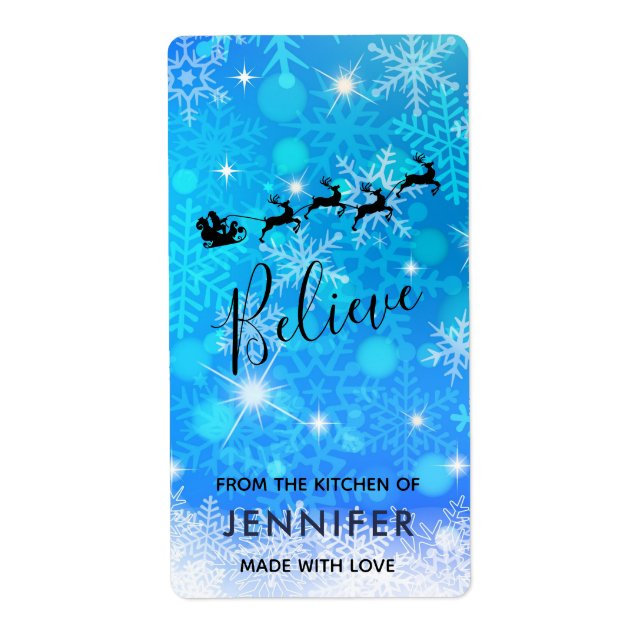 Etiqueta Santa Claus y su reno volador - Cocina (Frente)