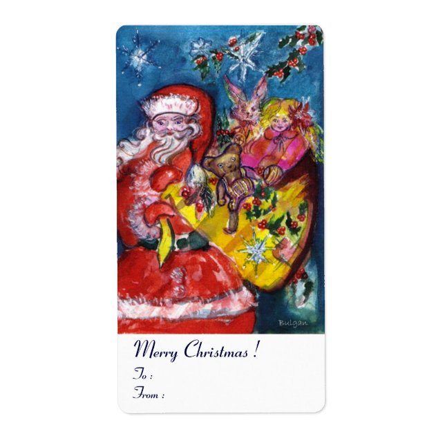 ETIQUETA SANTA CON REGALOS (Frente)