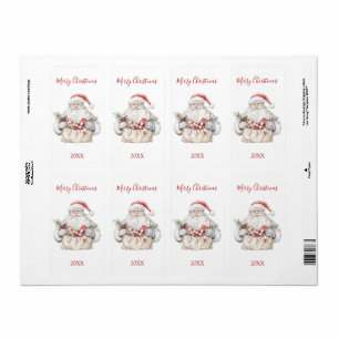 Etiqueta Santa con regalos de Navidad
