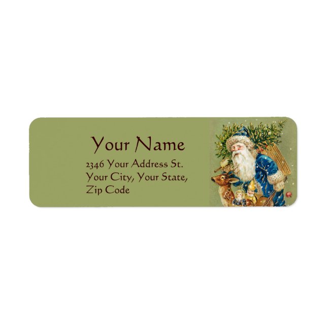 ETIQUETA SANTA, DEER, NAVIDADES REGALOS EN VERDE NIEVE DE I (Frente)