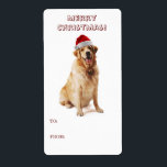 Etiqueta Santa Dog Gift Label<br><div class="desc">Christmas won't go to the dogs with this cheerful gift label. A friendly Golden Retriever wears a Santa hat to get in the Christmas spirit. Change the text as desired. Available with matching products.</div>