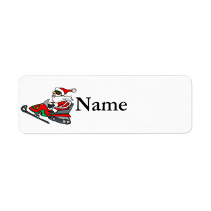 Etiqueta santa en snowmobile