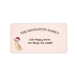 Etiqueta Santa Hat Dog Chihuahua Feliz Navidad