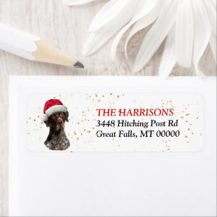 Etiqueta Santa Hat German Shorthair Pointer Return Address