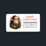 Etiqueta Santa Vintage Cute Merry Christmas Wiers<br><div class="desc">Navidades Santa Vintage Cute Desearía que la comodidad sea la clave durante esta temporada de actividad. Visite nuestra tienda Zazzle para explorar la completa colección de deseos de Navidades Cute Watercolor. Con sólo unos pocos clics, usted puede tener estos deliciosos diseños entregados a su puerta. Si necesitas más personalización, por...</div>