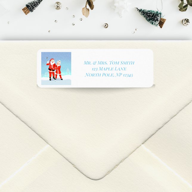 Etiqueta Santa y la Sra. Claus Golf Swing (A cute addition to your holiday envelopes! )