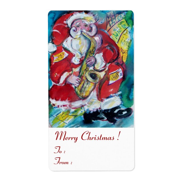 Etiqueta SANTA y SAX, NAVIDADES FIESTA JAZZ (Frente)